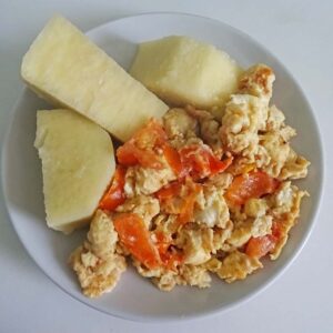 Boiled Yam & Egg Sauce