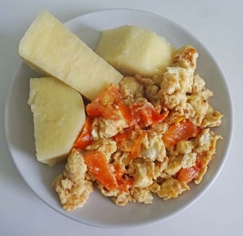 Boiled Yam & Egg Sauce